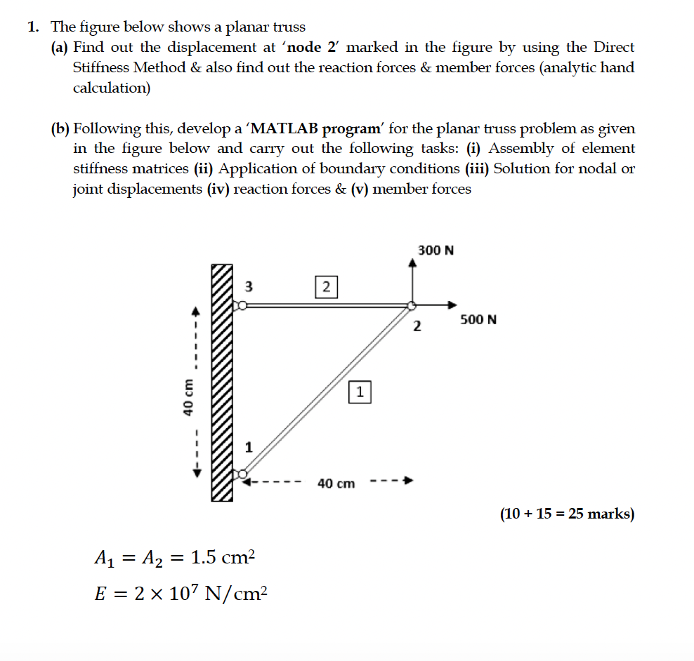 The figure below shows a planar truss ( a ) Find