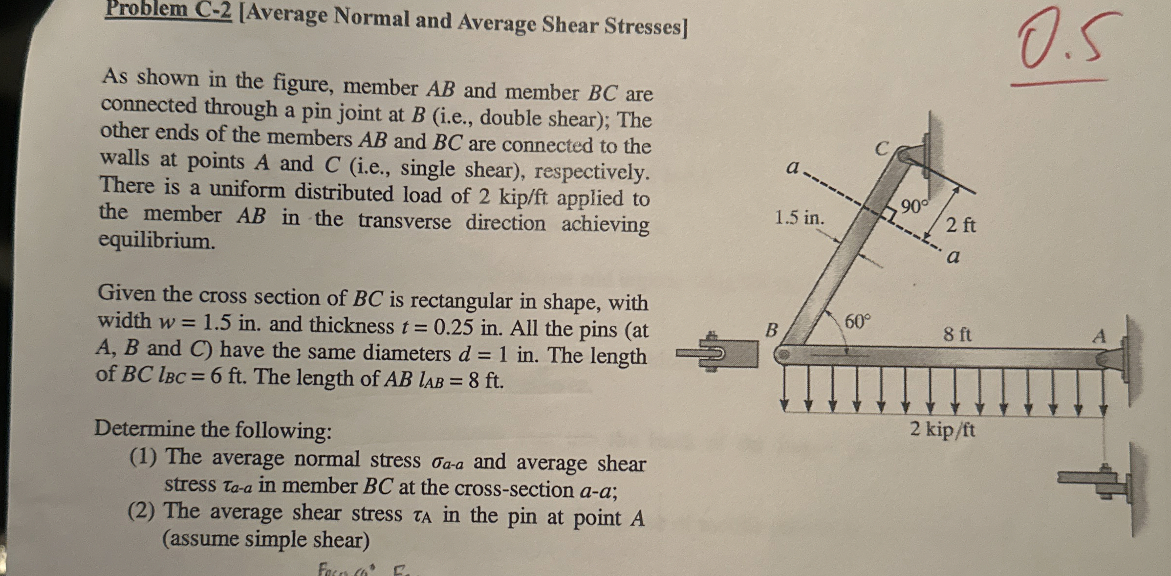 Problem C - 2 [ Average Normal and Average Shear