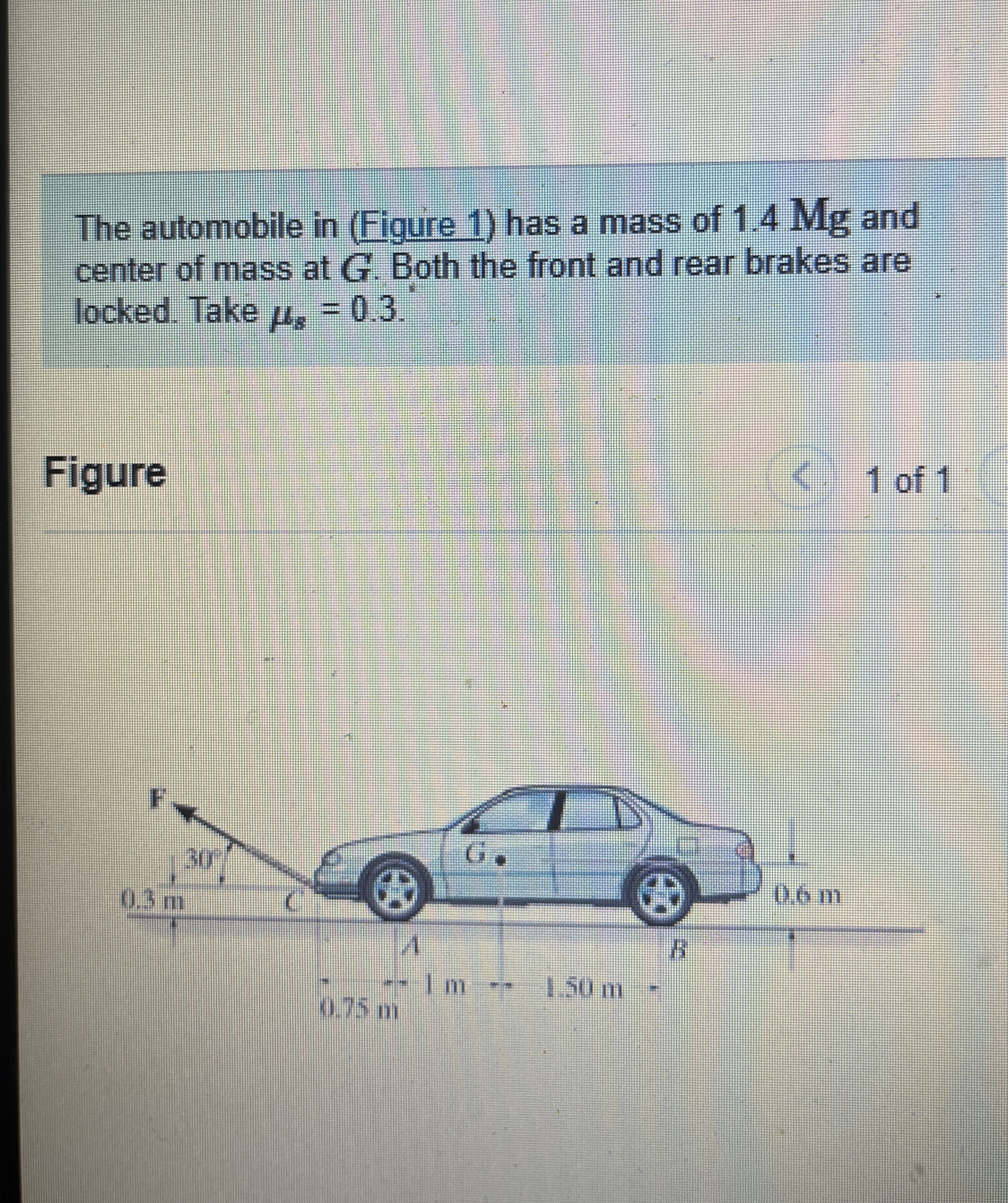 The automobile in ( Figure 1 ) has a mass of 1 .