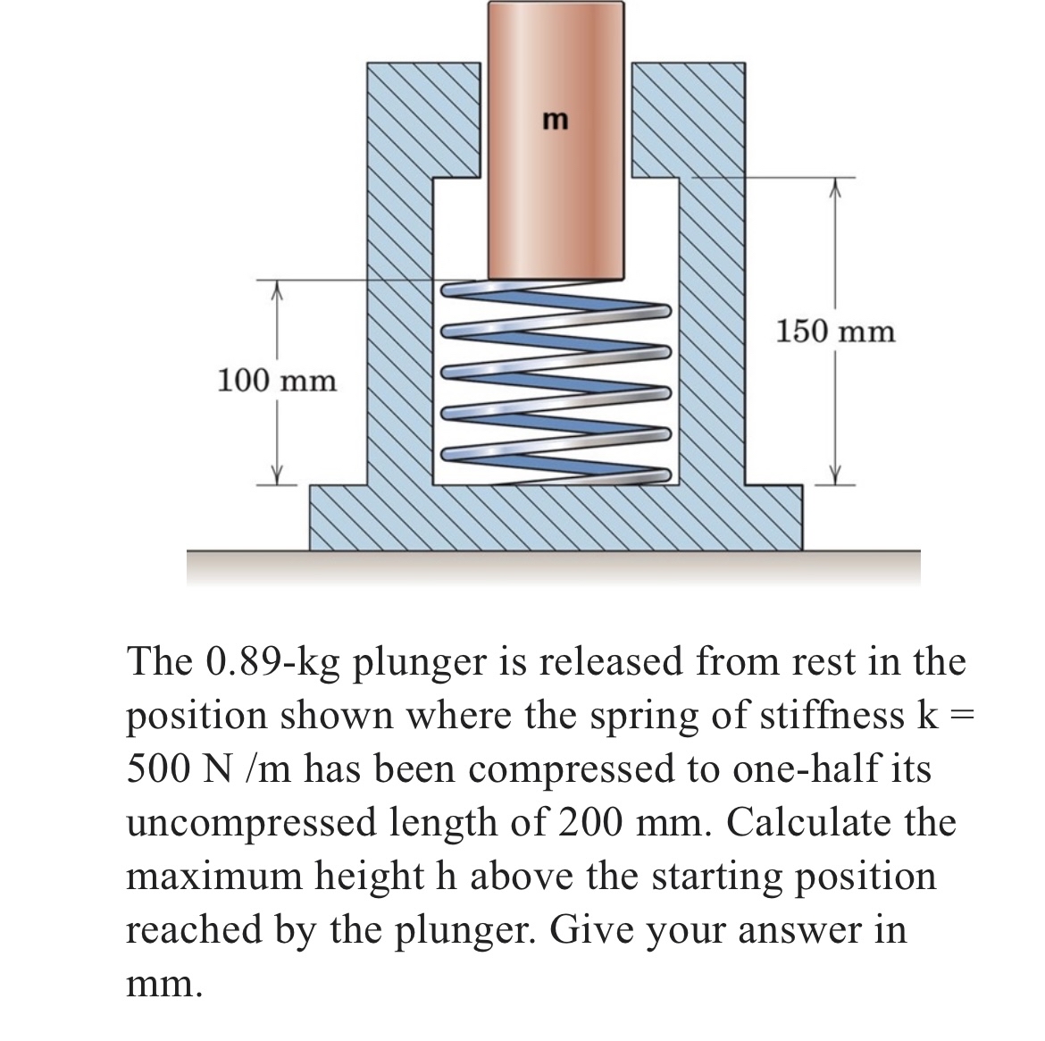 The 0 . 8 9 - k g plunger is released from rest