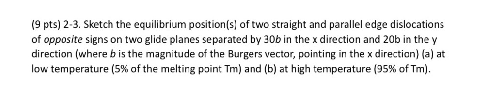 ( 9 pts ) 2 - 3 . Sketch the equilibrium position