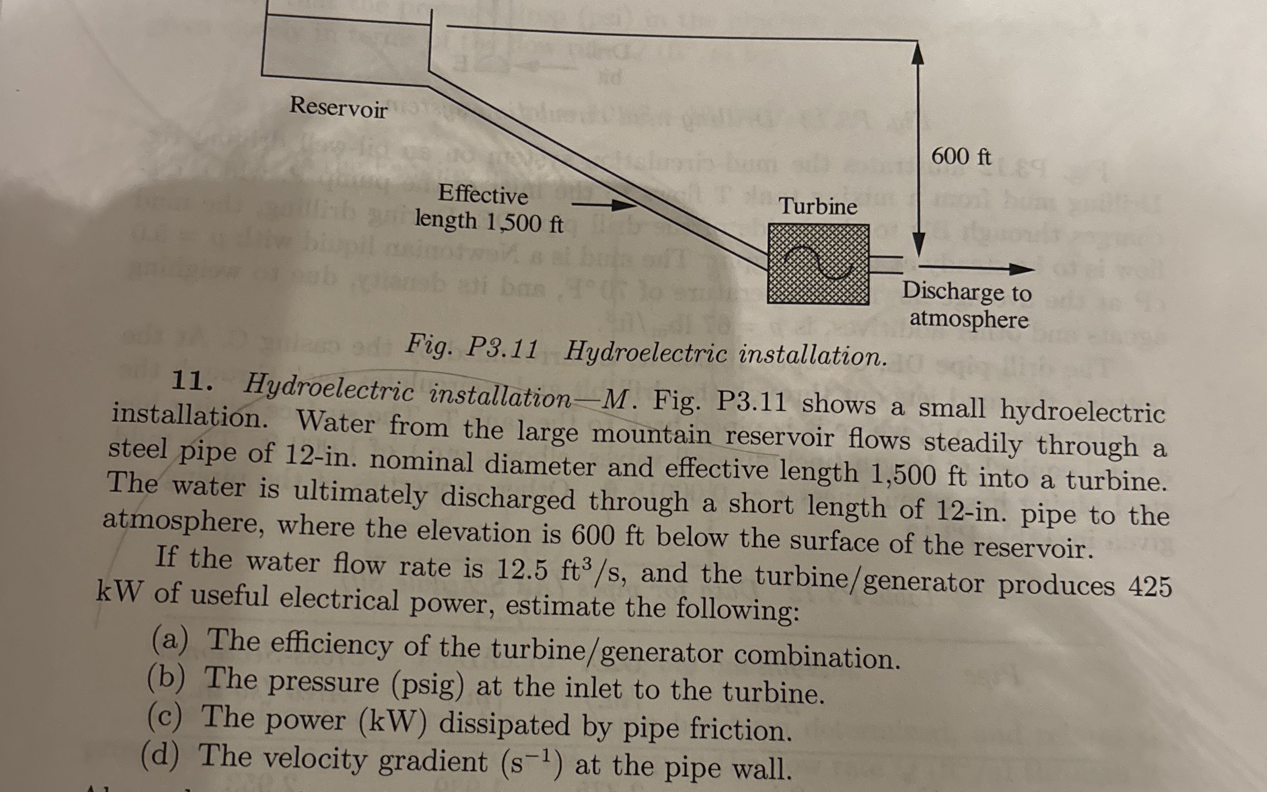 Fig. P 3 . 1 1 Hydroelectric installation. 1 1 .