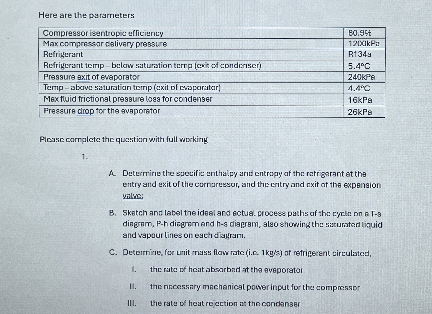 Here are the parameters \ table [ [ Compressor