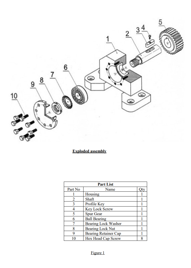 Exploded assembly Figure 1 Part List Part No Name