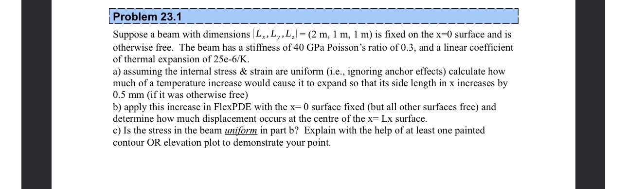 Problem 2 3 . 1 Suppose a beam with dimensions (