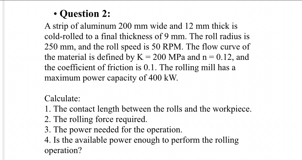 Question 2 : A strip of aluminum 2 0 0 mm wide
