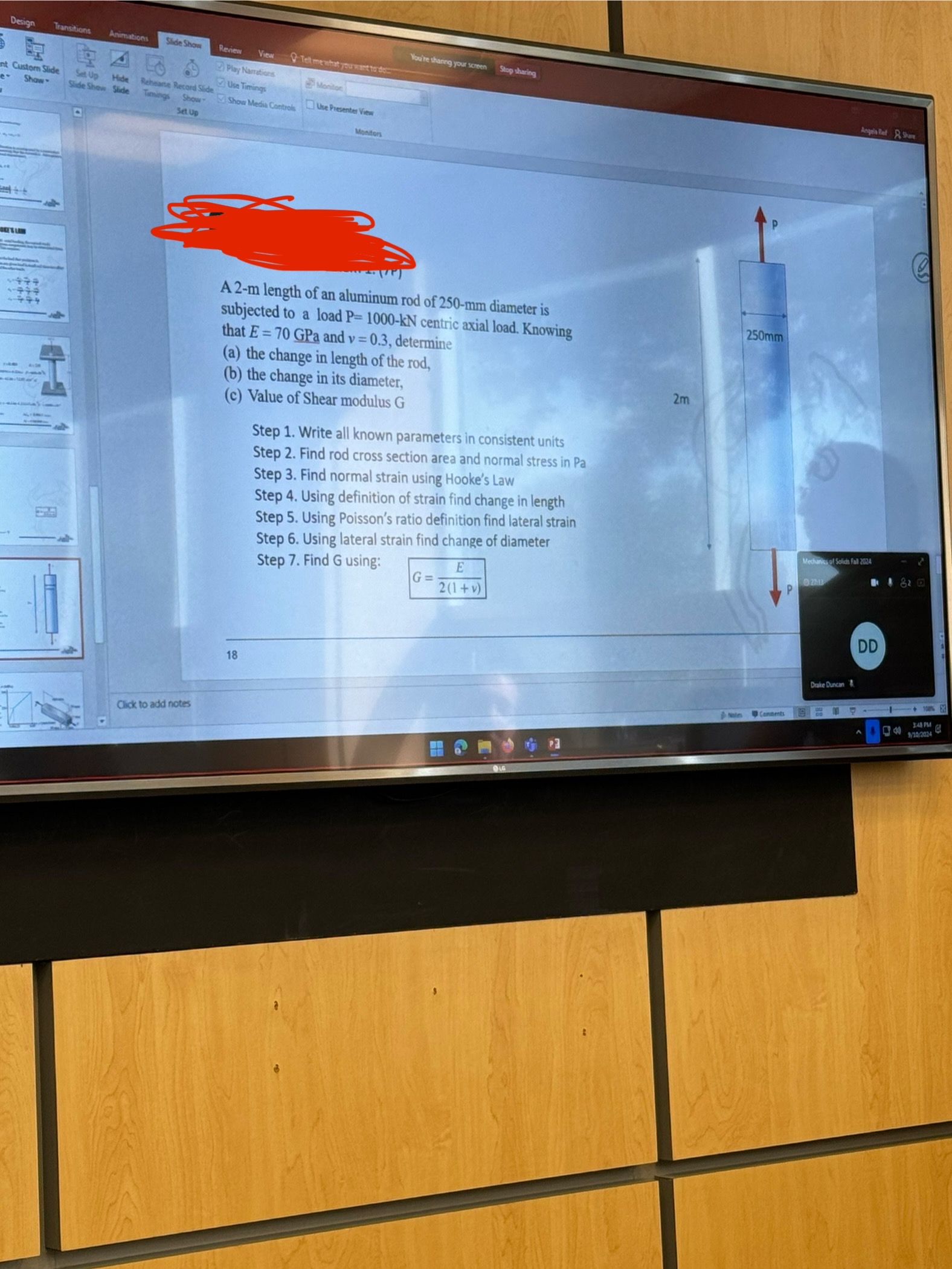 A 2 - m length of an aluminum rod of 2 5 0 - m m