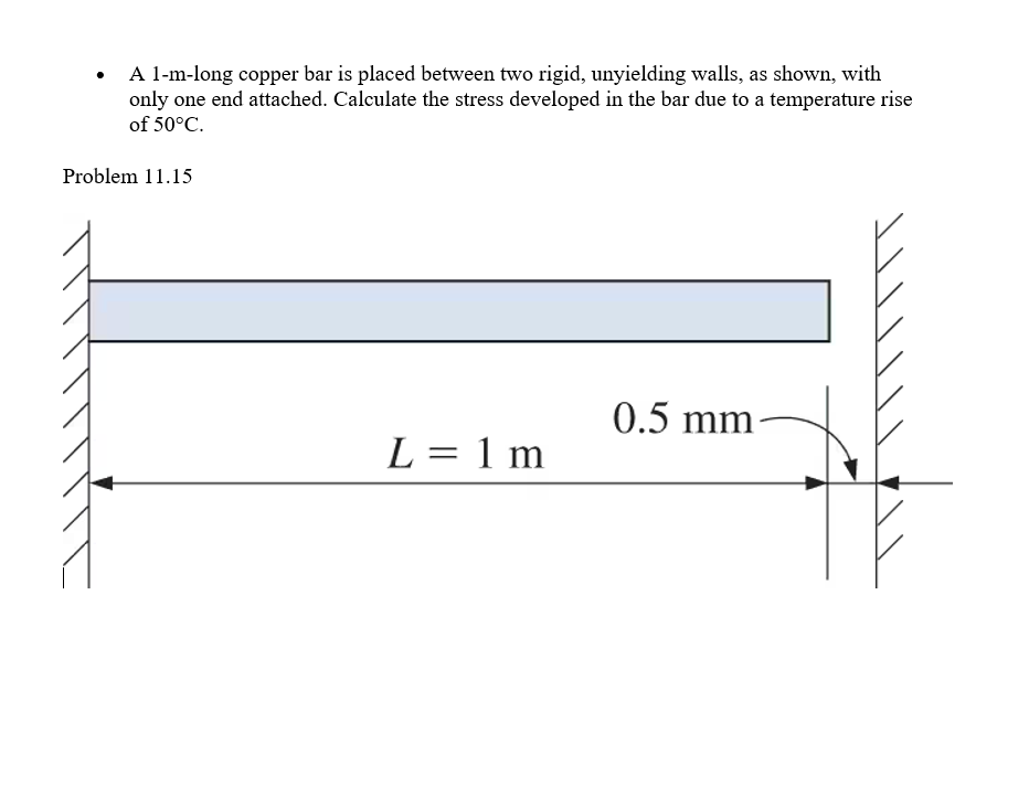 A 1 - m - long copper bar is placed between two