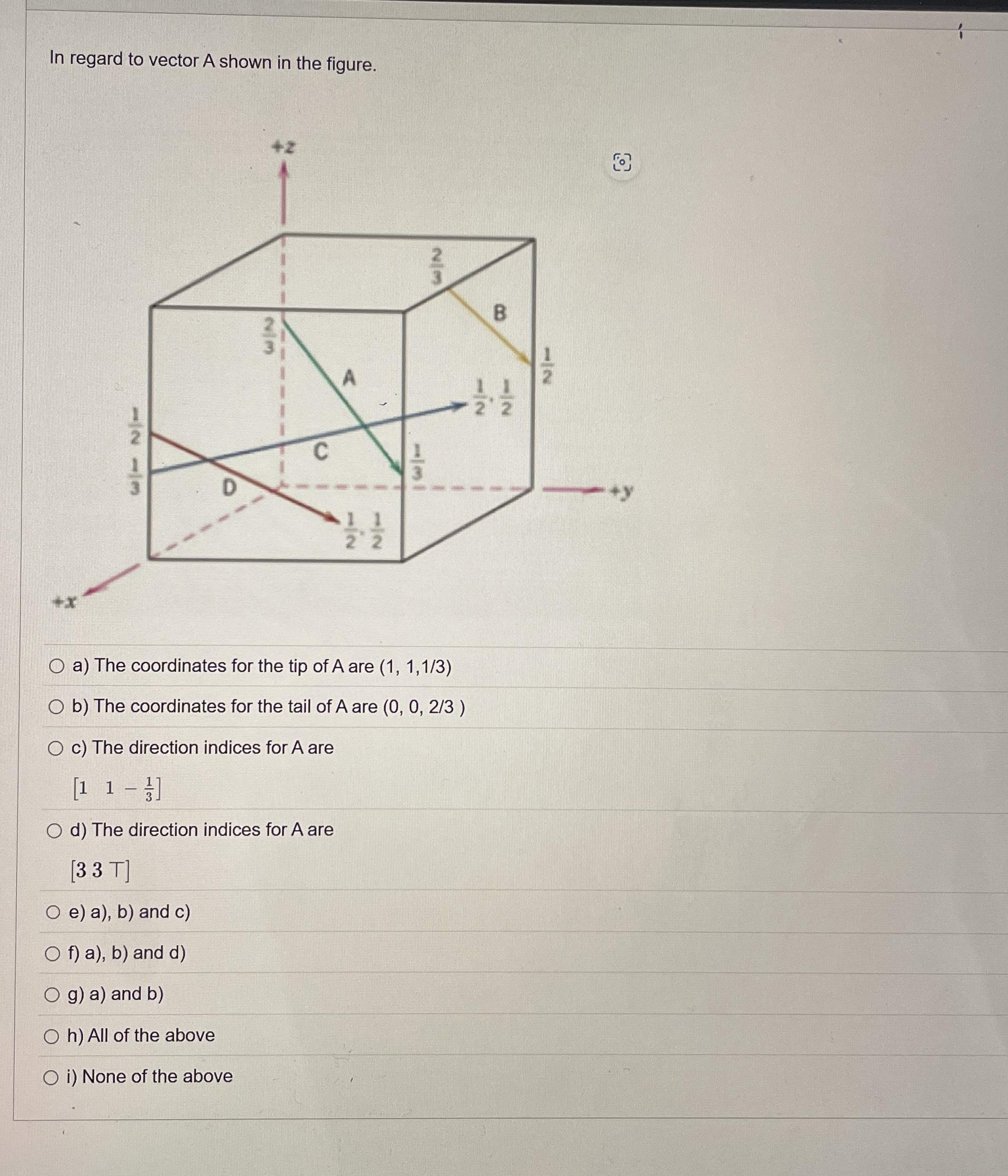 In regard to vector A shown in the figure. a )