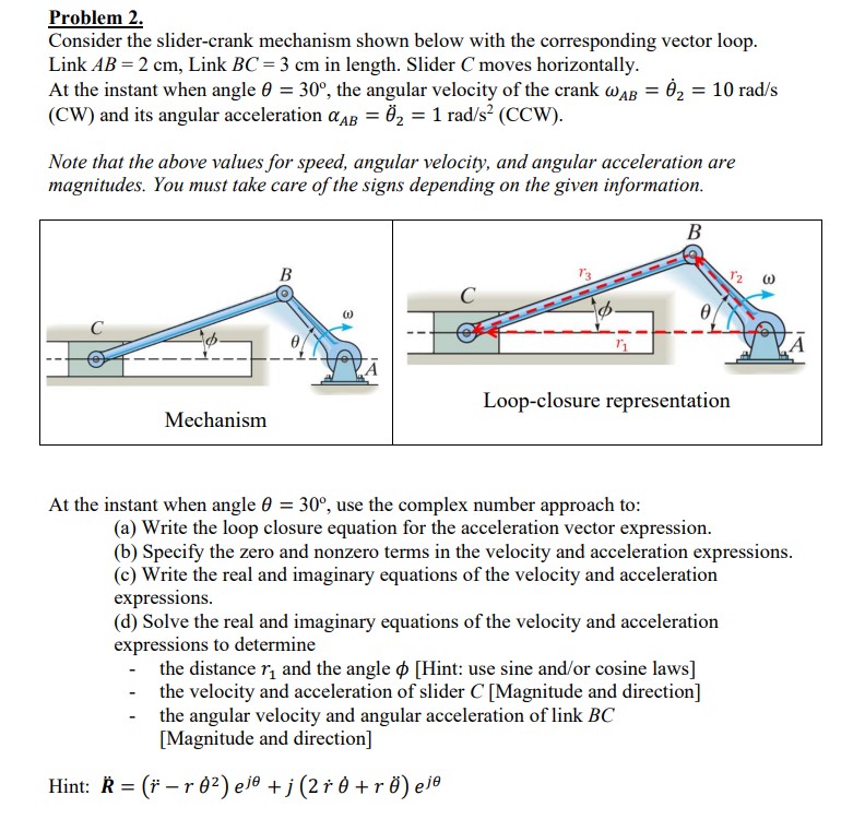 Problem 2 . Consider the slider - crank mechanism