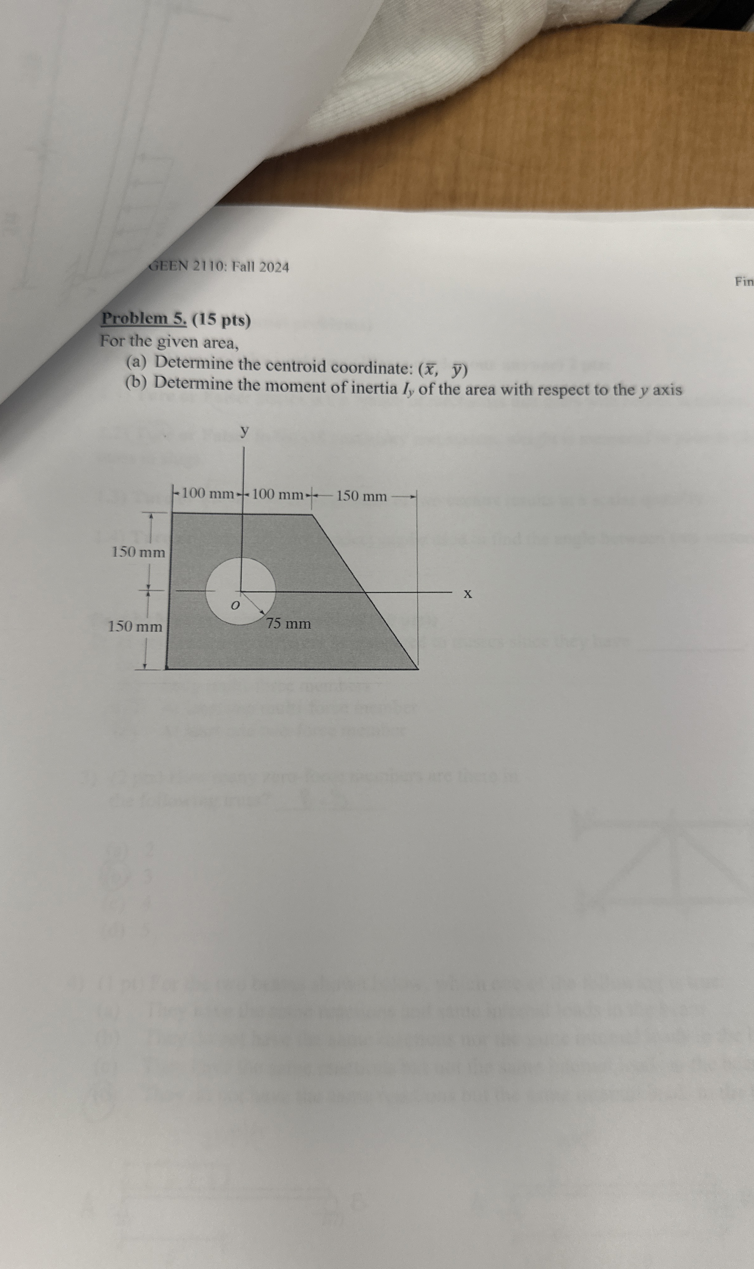 GEEN 2 1 1 0 : Fall 2 0 2 4 Problem 5 . ( 1 5 pts