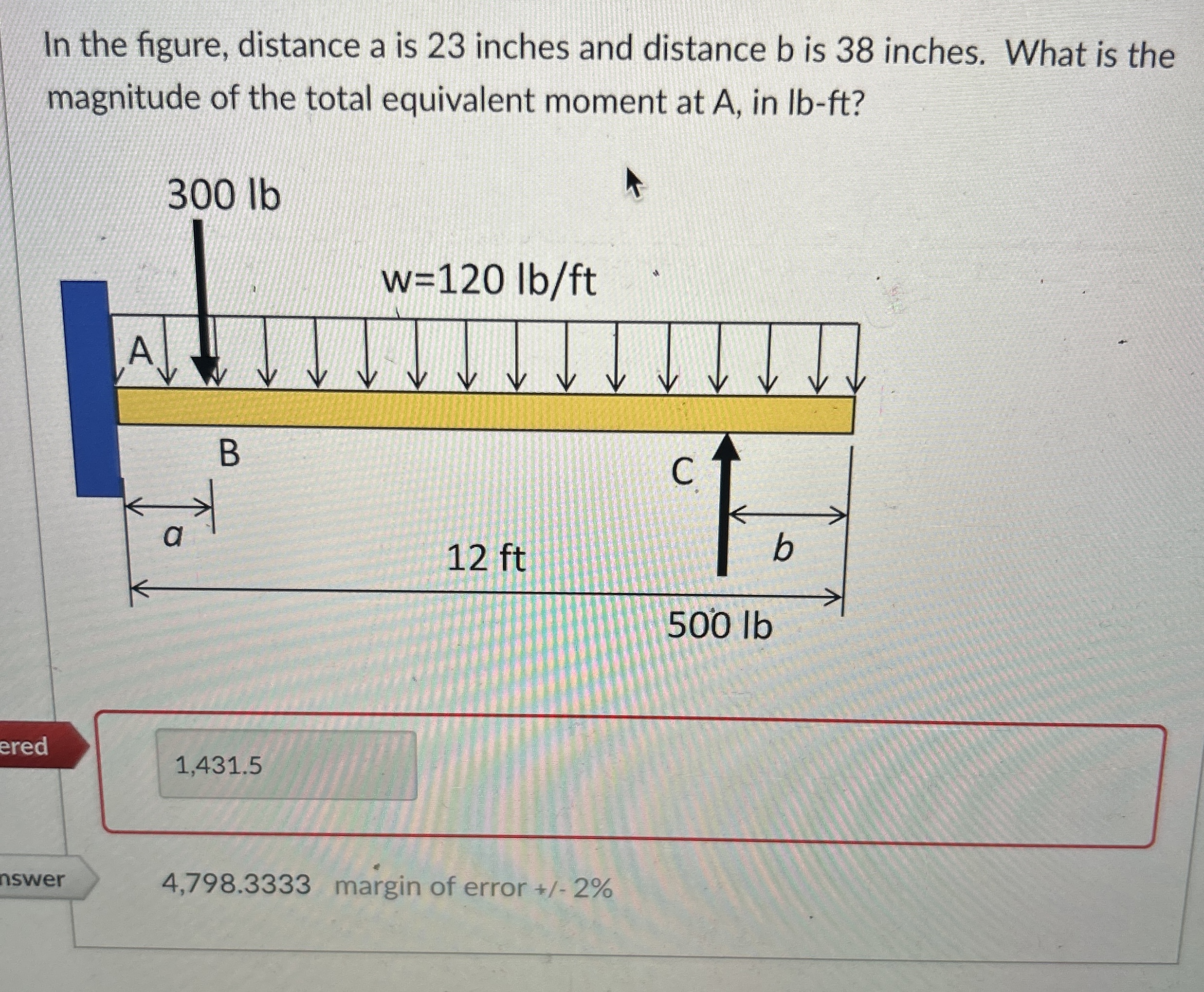 In the figure, distance a is 2 3 inches and