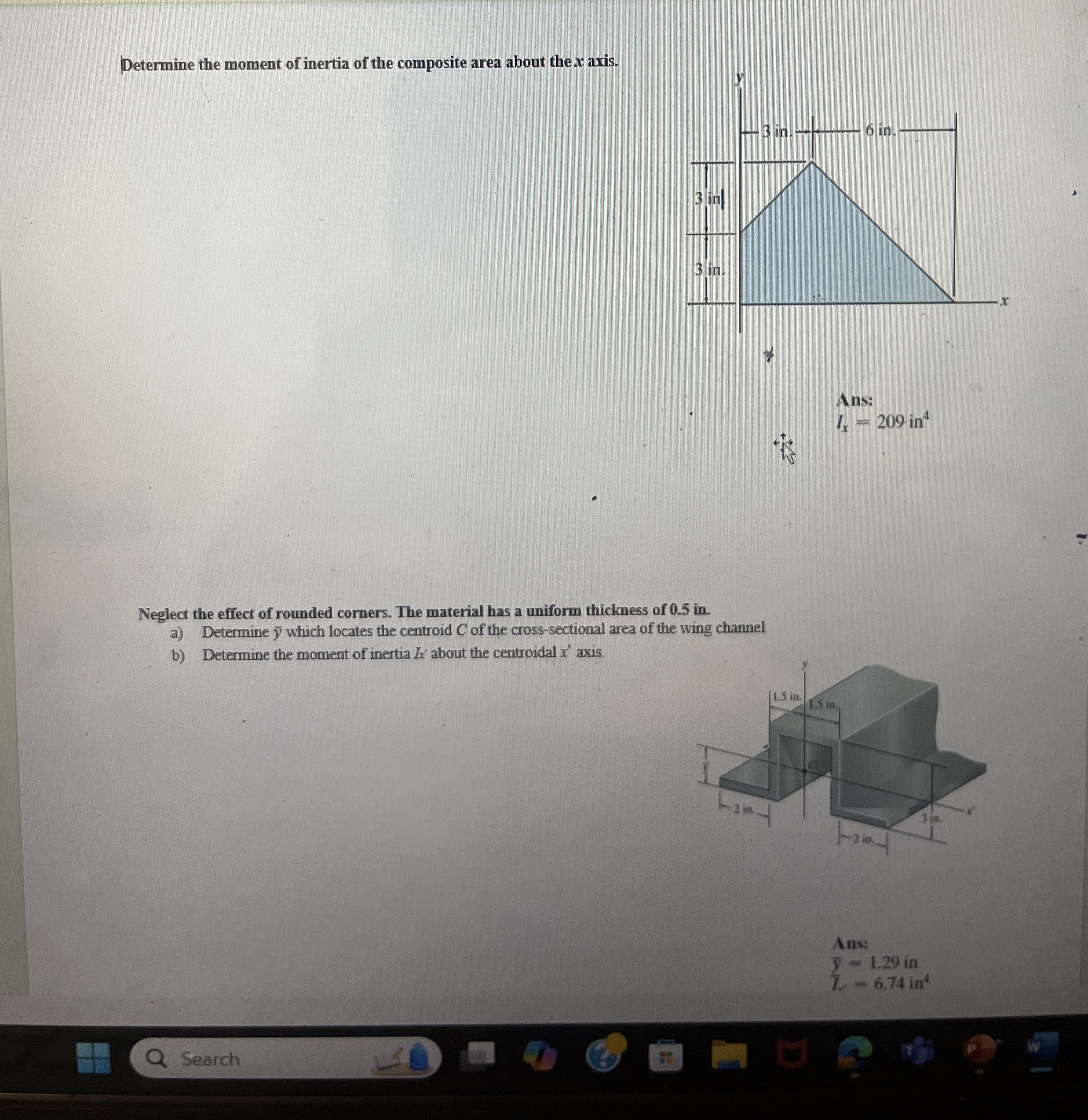 How to solve Determine the moment of inertia of
