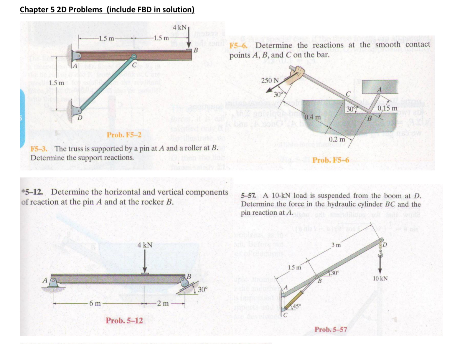 Chapter 5 2 D Problems ( include FBD in solution