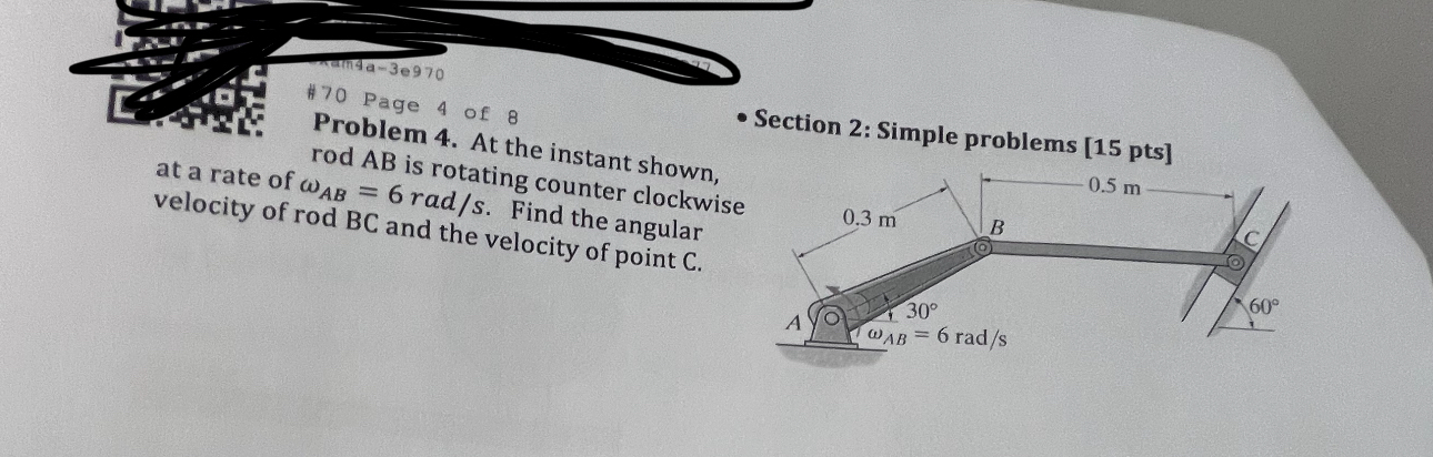 7 0 Page 4 of 8 Problem 4 . At the instant shown,
