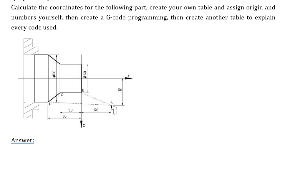 Calculate the coordinates for the following part,