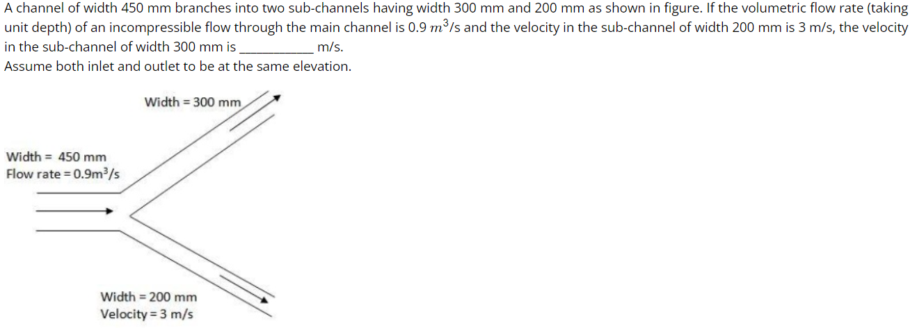 A channel of width 4 5 0 mm branches into two sub