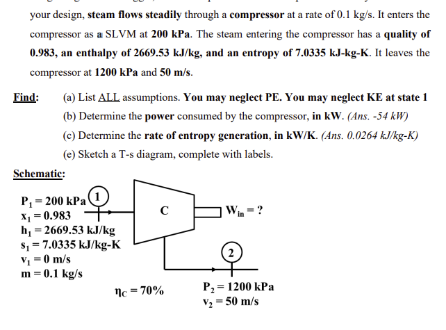 Show me the steps to solve: steam flows steadily
