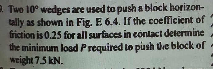 Two 1 0 wedges are used to push a block