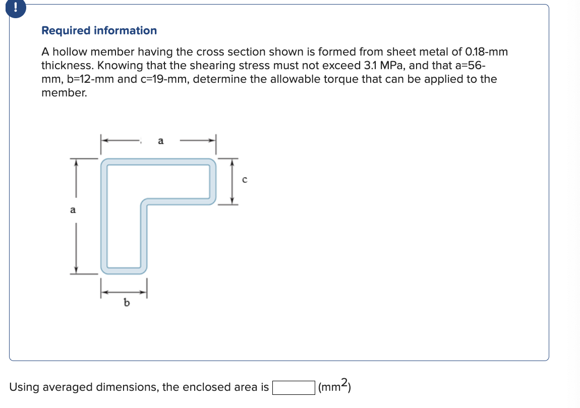 Required information A hollow member having the