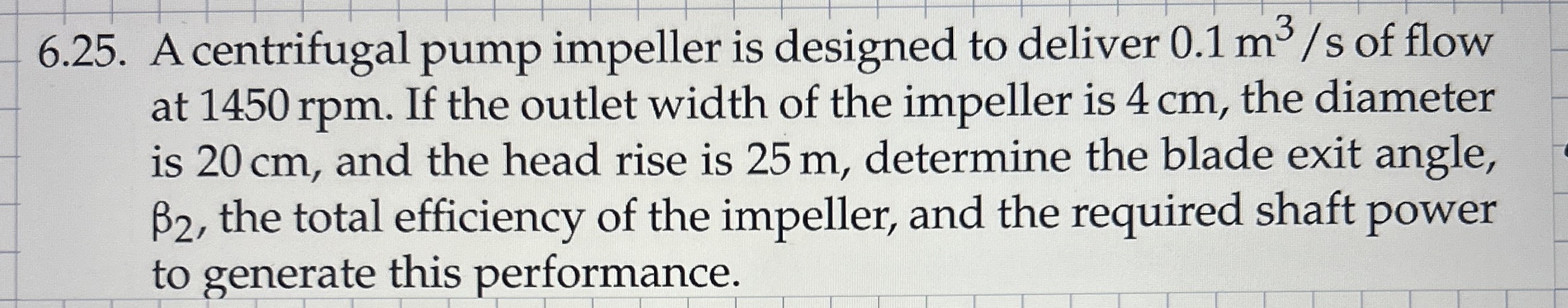 6 . 2 5 . A centrifugal pump impeller is designed