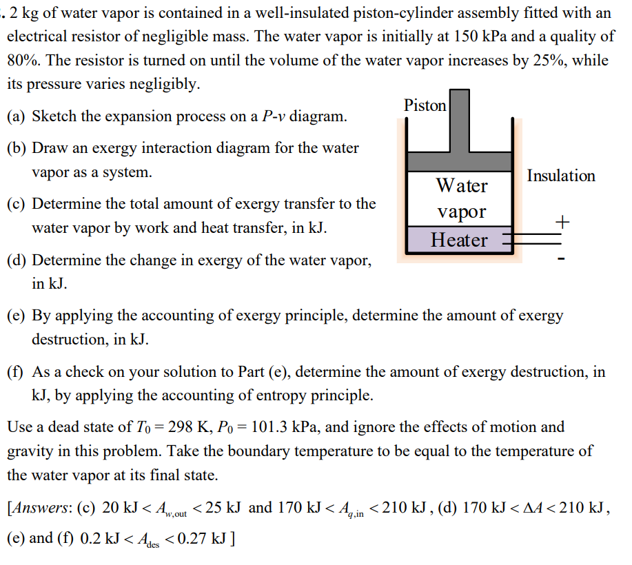 2 kg of water vapor is contained in a well -