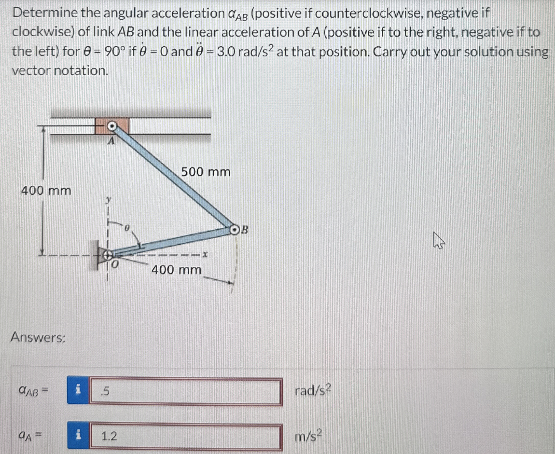 Determine the angular acceleration A B ( positive