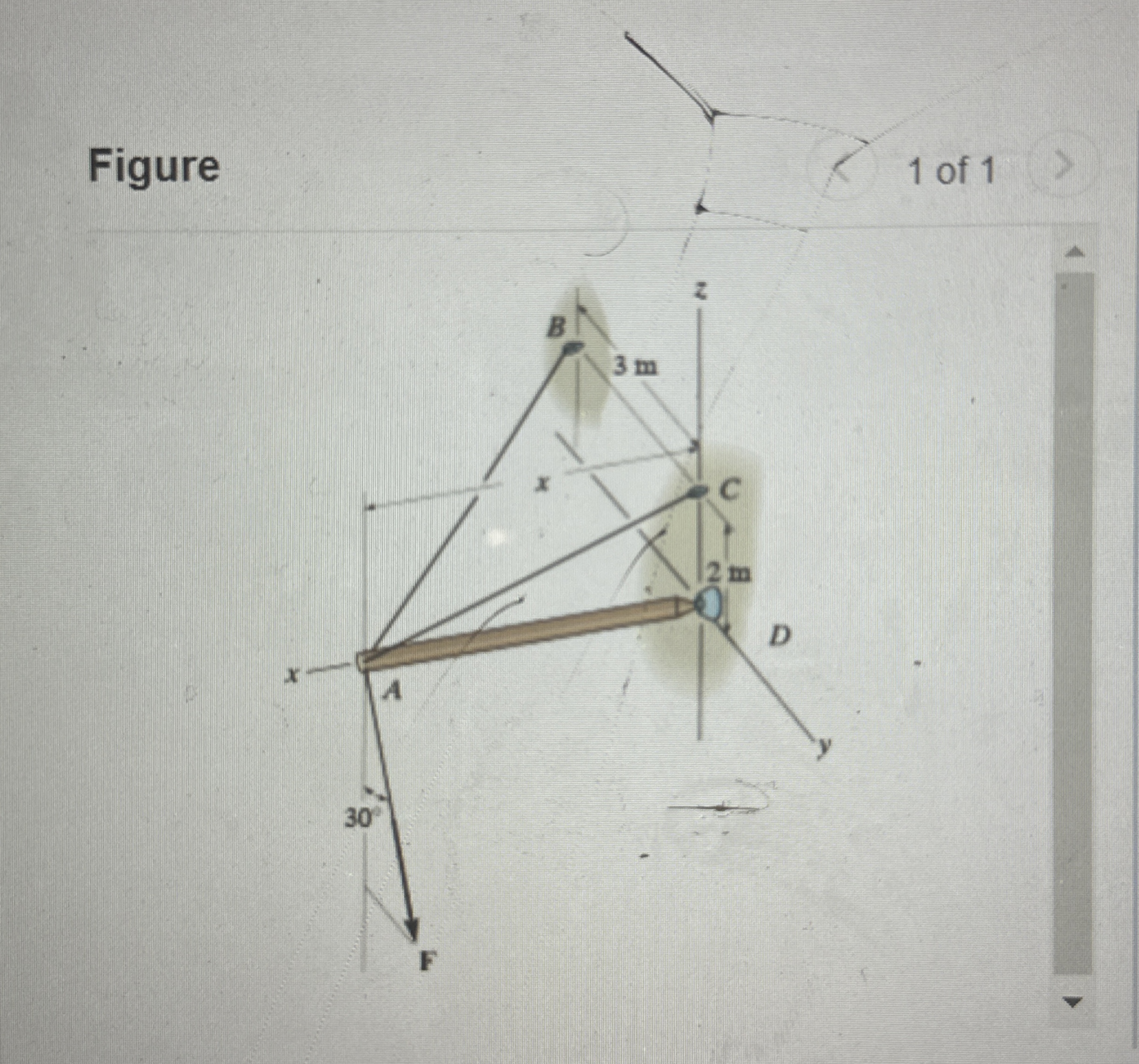 The rod is supported by balland socket joint D