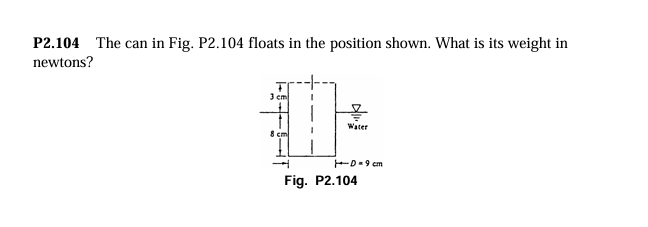 P 2 . 1 0 4 The can in Fig. P 2 . 1 0 4 floats in