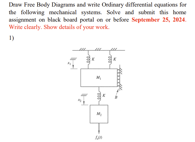 Draw Free Body Diagrams and write Ordinary