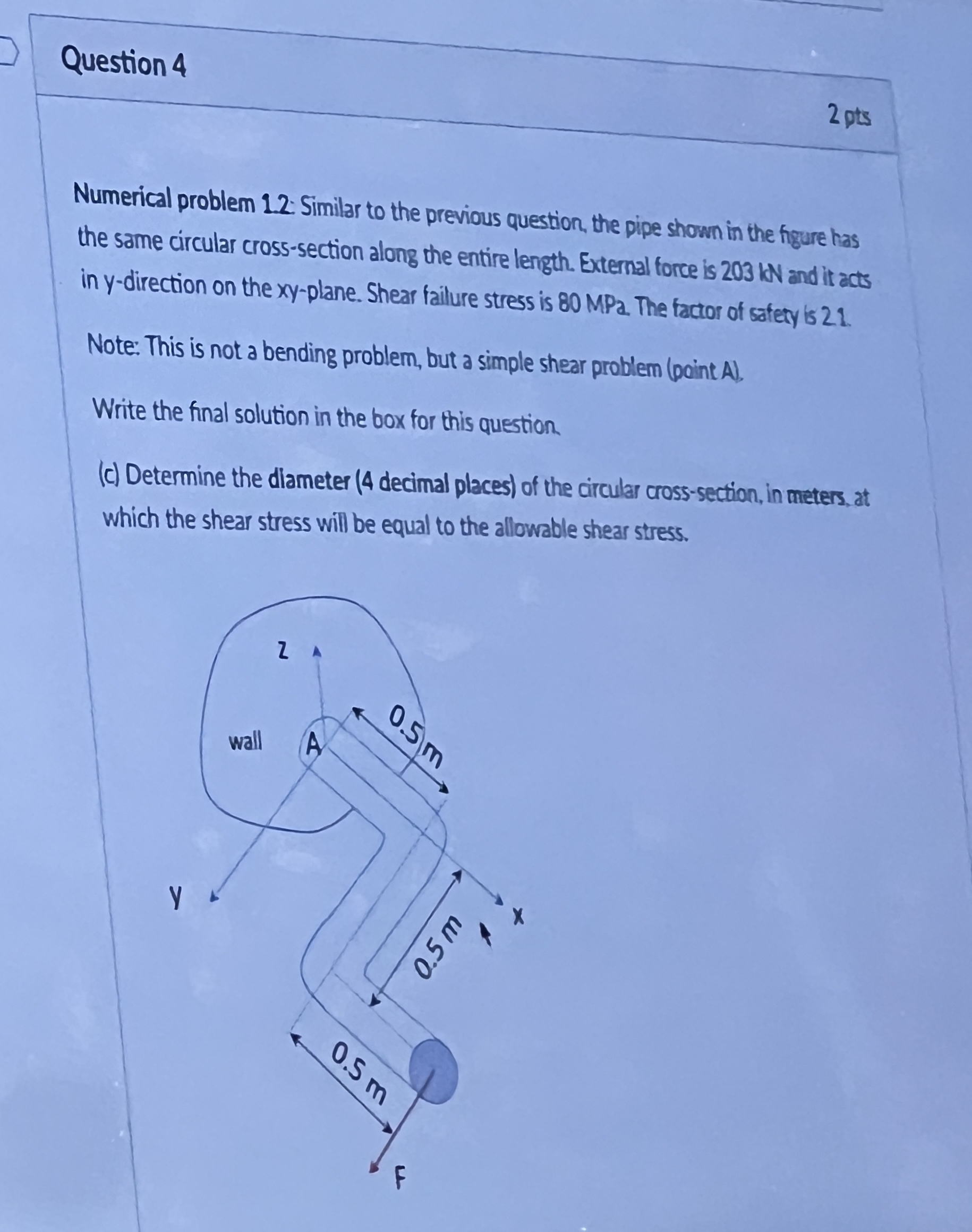 Question 4 Numerical problem 1 . 2 : Similar to