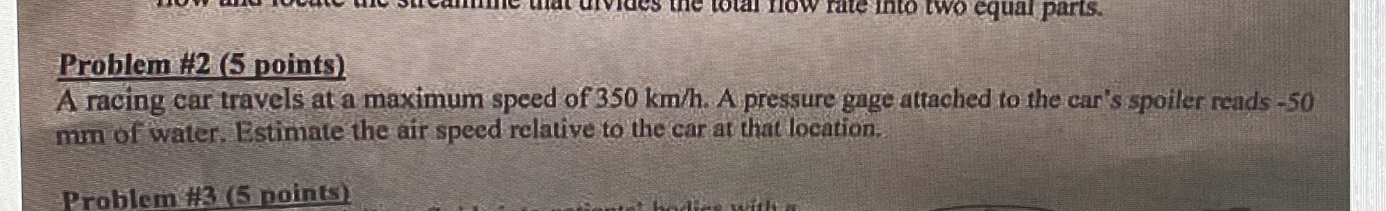 Problem H 2 ( 5 points ) A racing car travels at