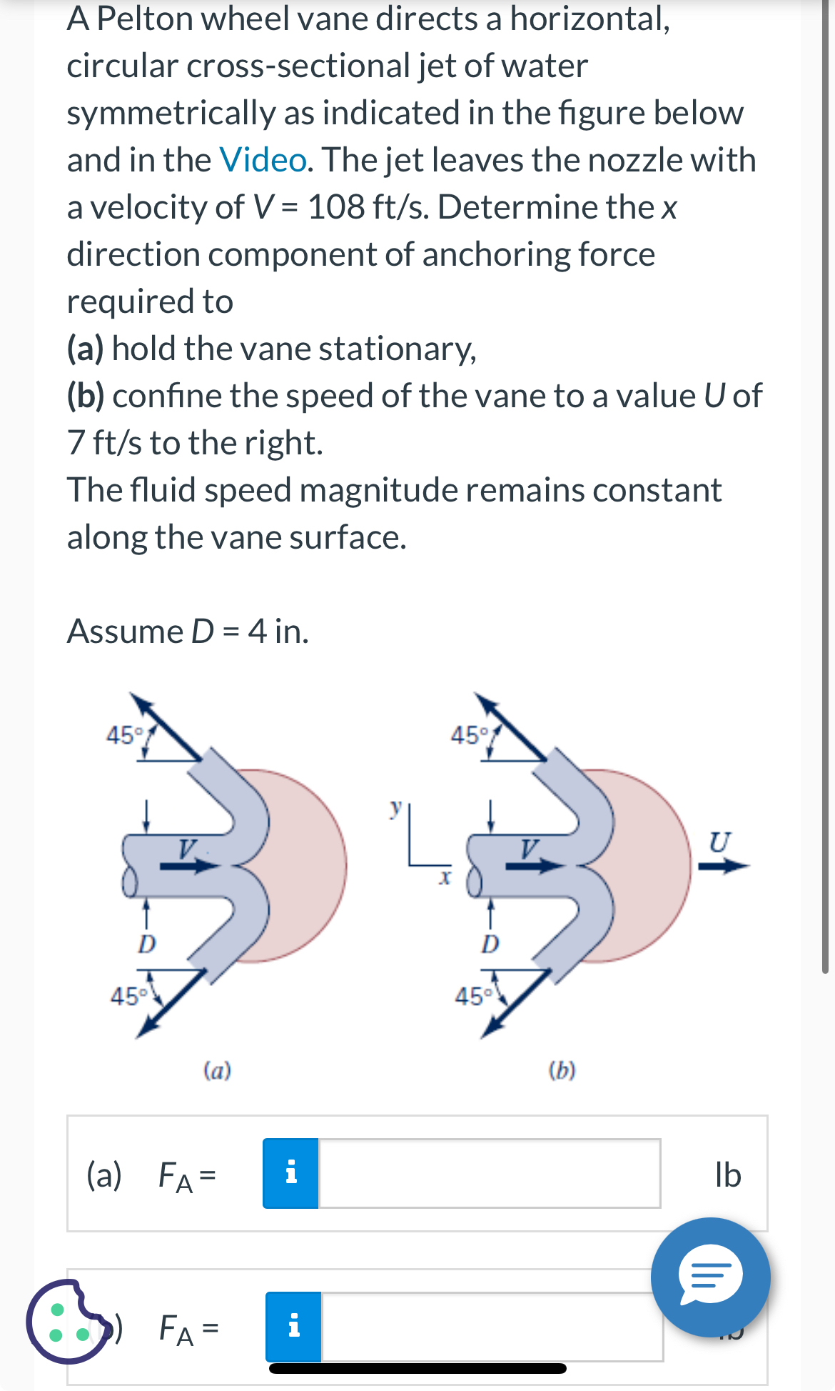 A Pelton wheel vane directs a horizontal,