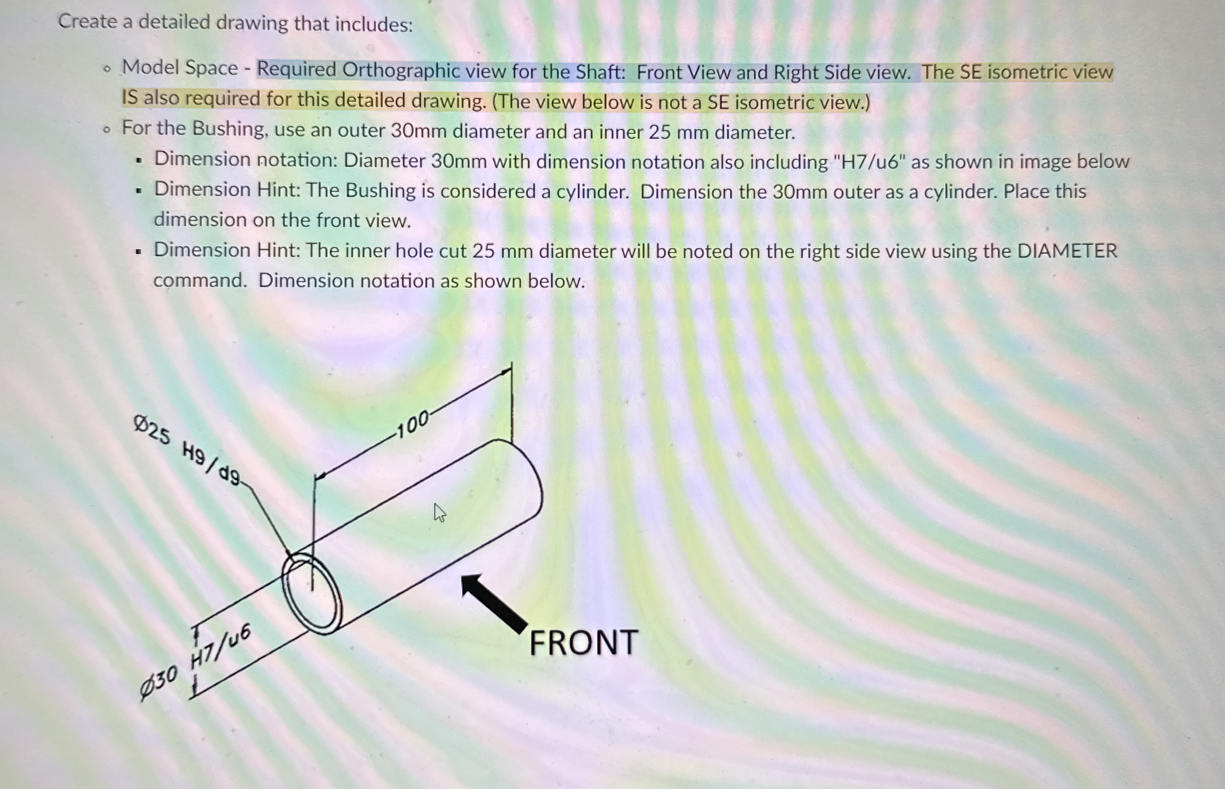 Create a detailed drawing that includes: Model