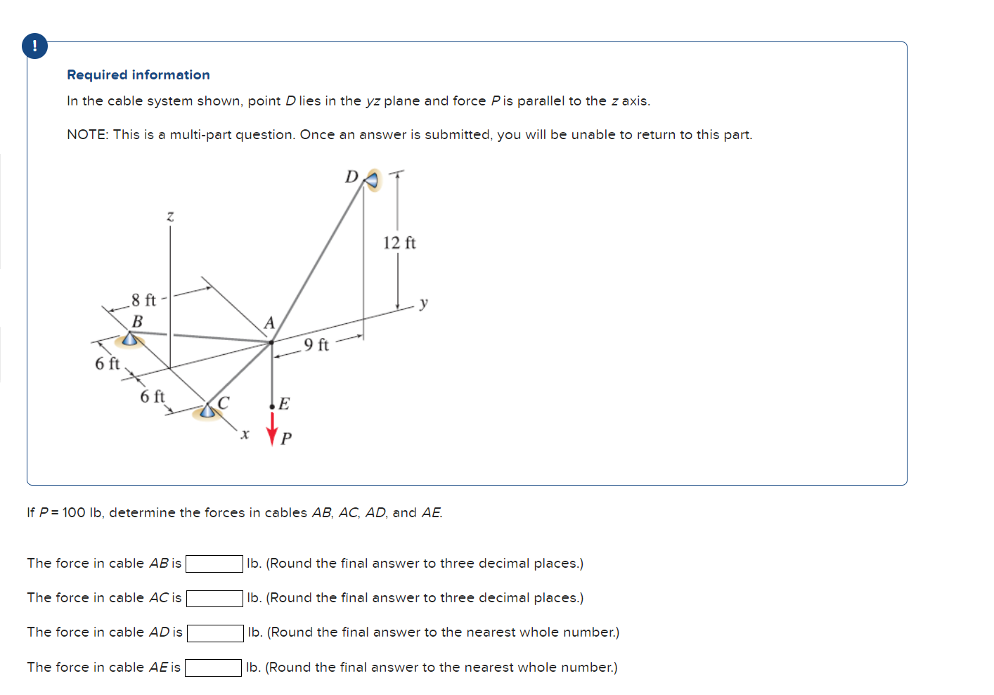 Required information In the cable system shown,