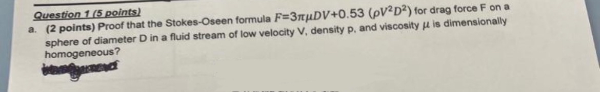Question 1 ( 5 points ) a . ( 2 points ) Proof