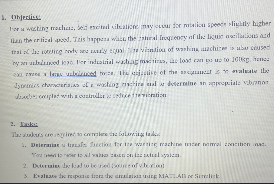Objective: For a washing machine, self - excited