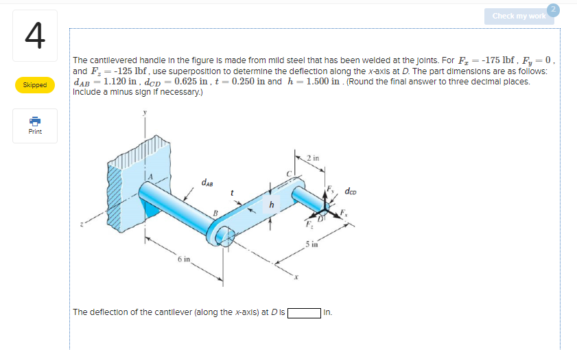 4 The cantilevered handle in the figure is made