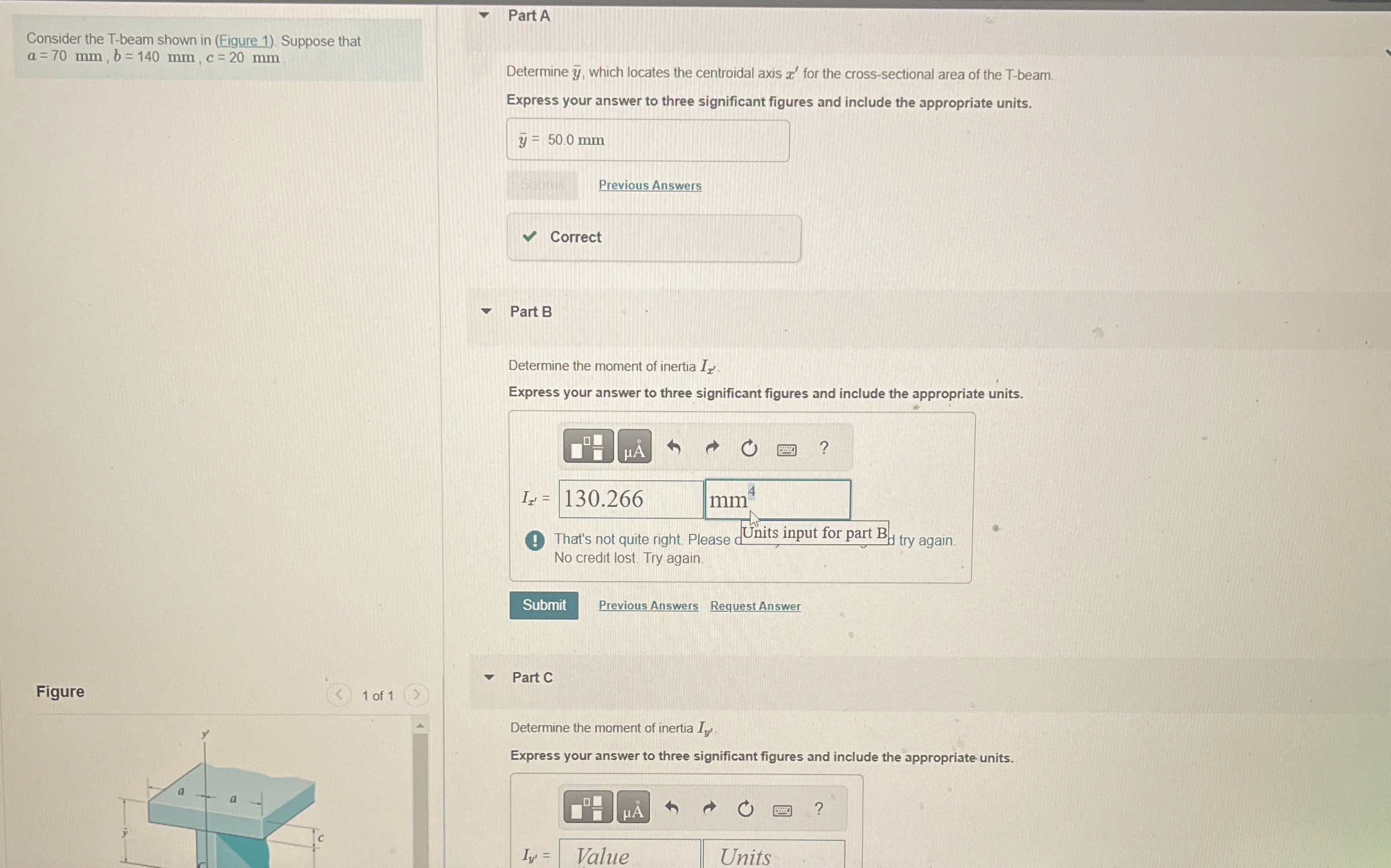 Consider the T - beam shown in ( Figure 1 ) .