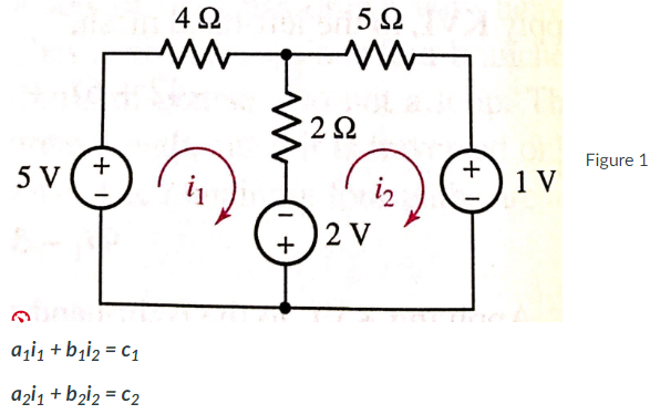 Figure 1 a 1 I 1 + v 1 I 2 = c 1 a 2 i 1 + b 2 i