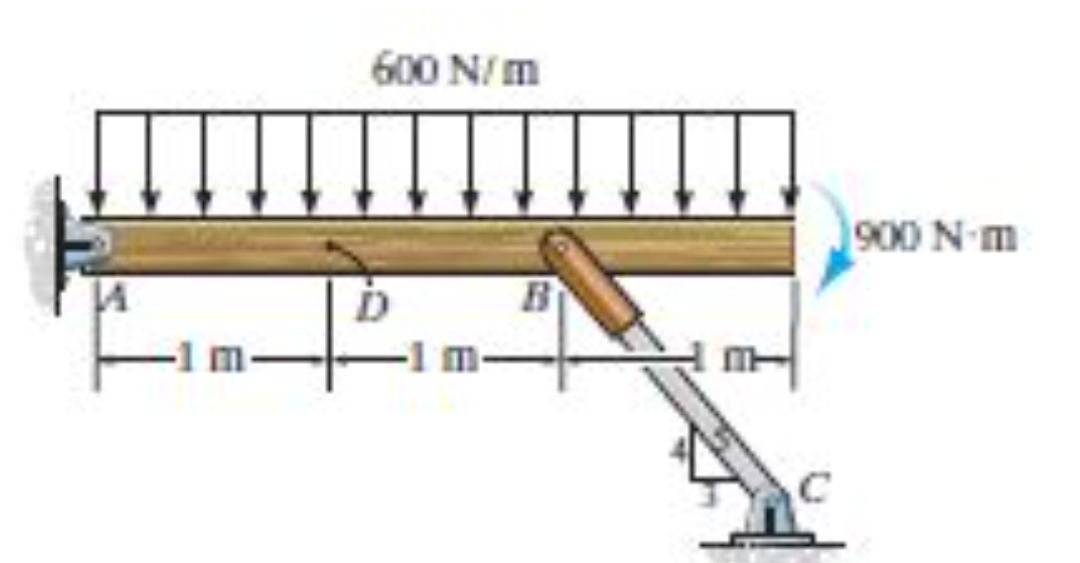 Determine the normal and shear forces and the