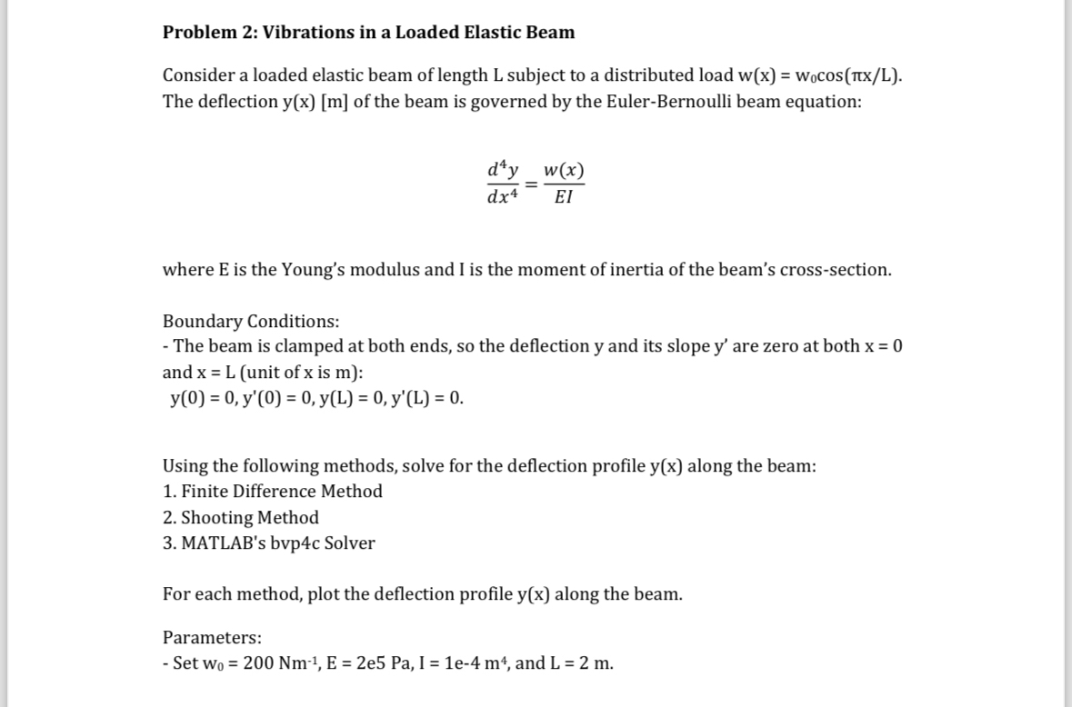 Problem 2 : Vibrations in a Loaded Elastic Beam