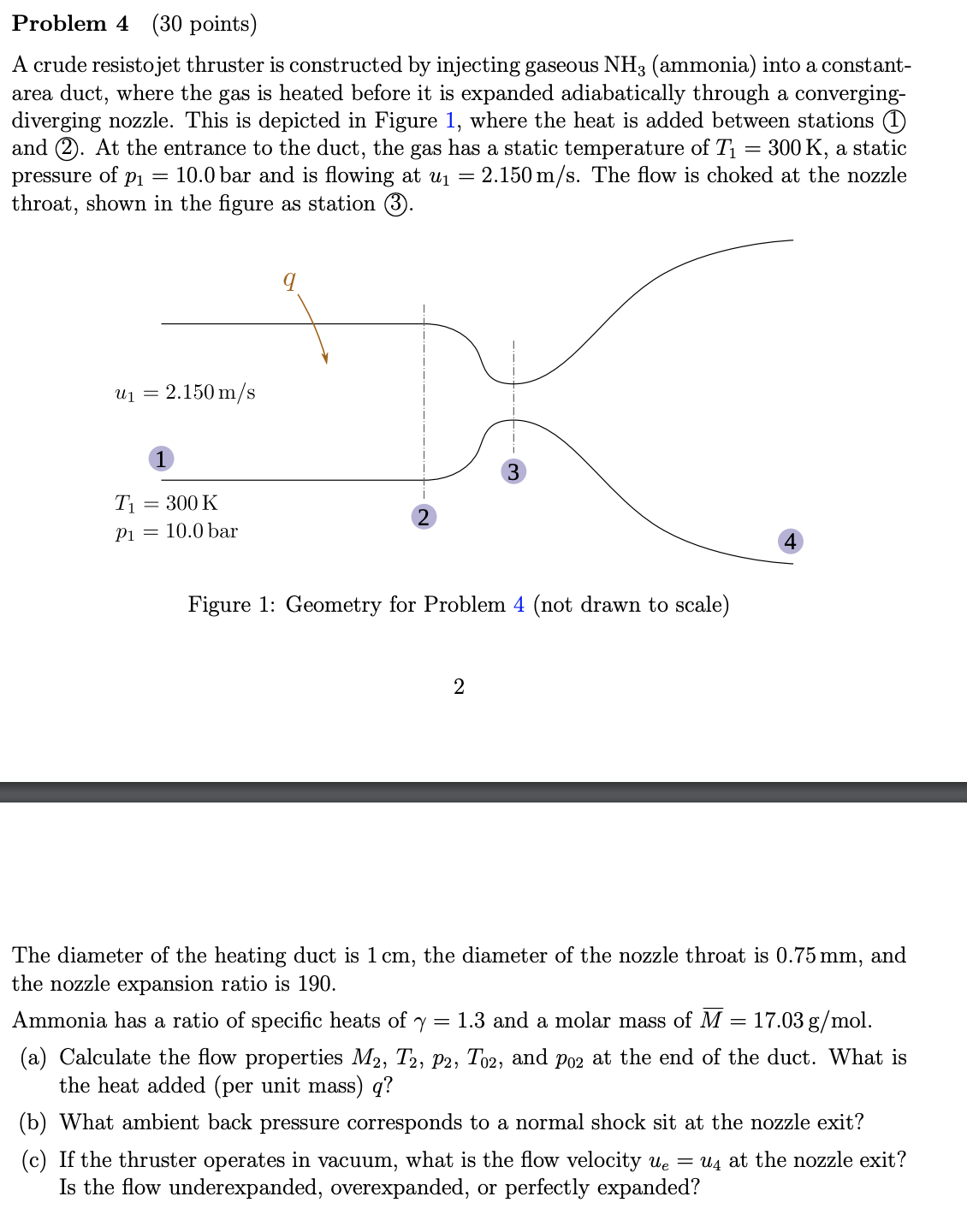 Problem 4 ( 3 0 points ) A crude resistojet