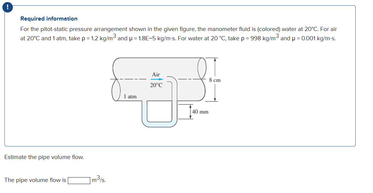 Required information For the pitot - static