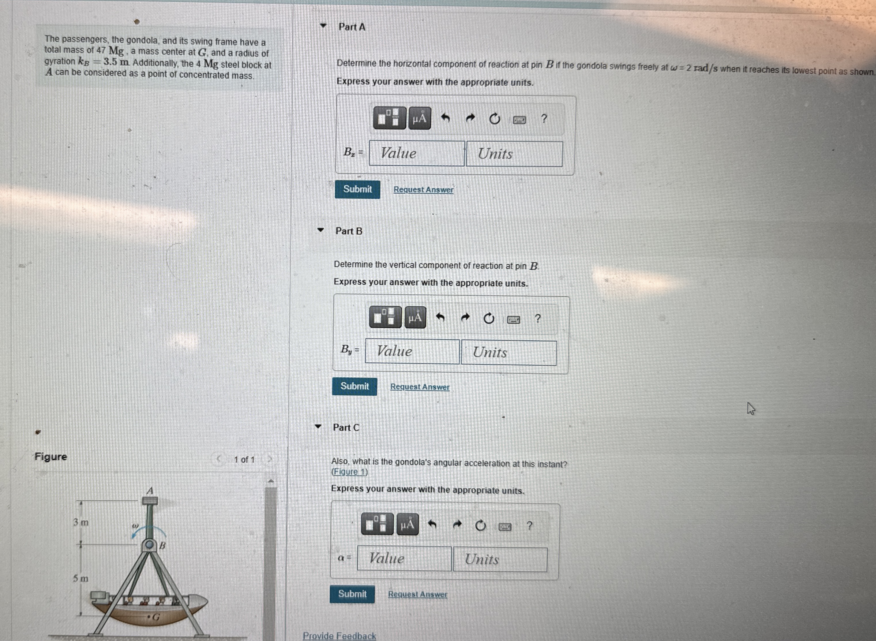The passengers, the gondola, and its swing frame