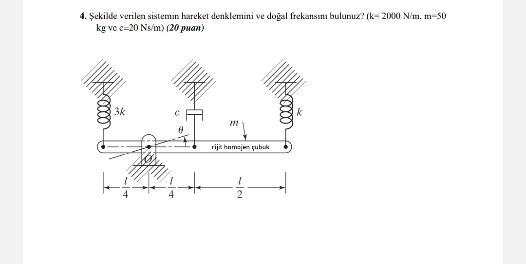 ekilde verilen sistemin hareket denklemini ve do