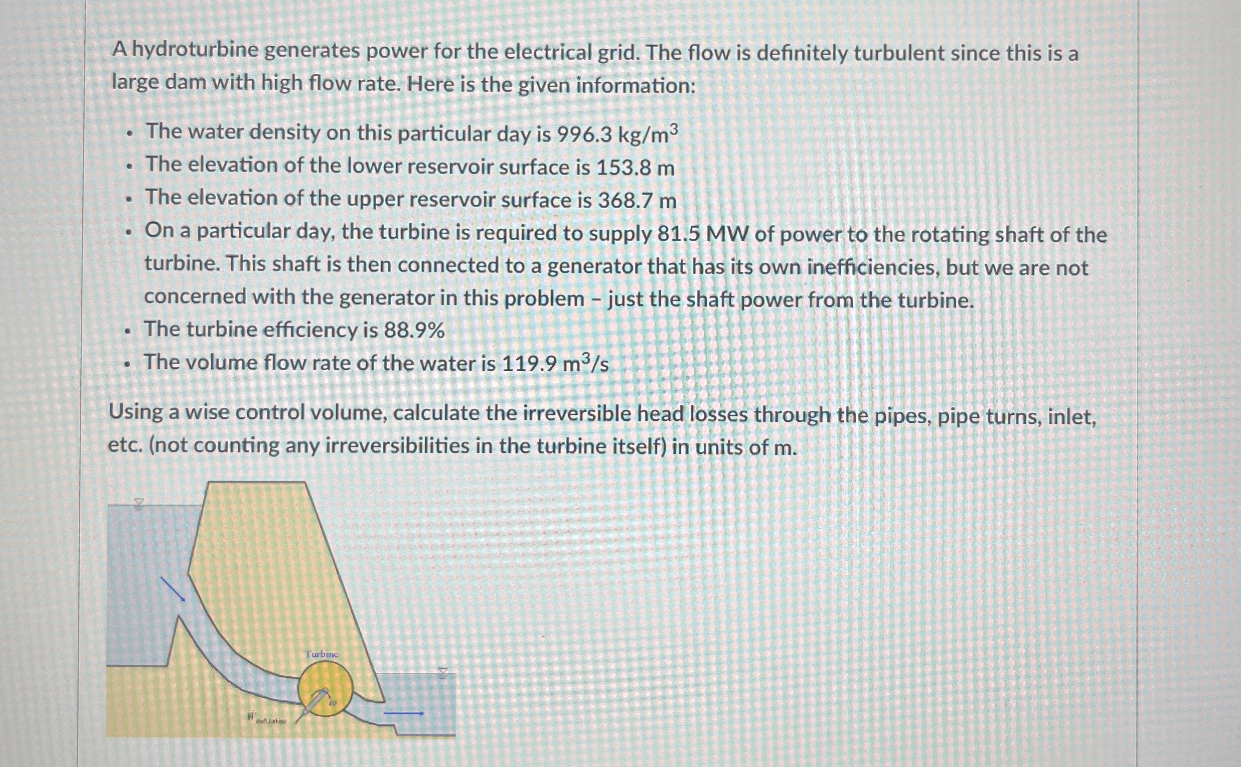 A hydroturbine generates power for the electrical