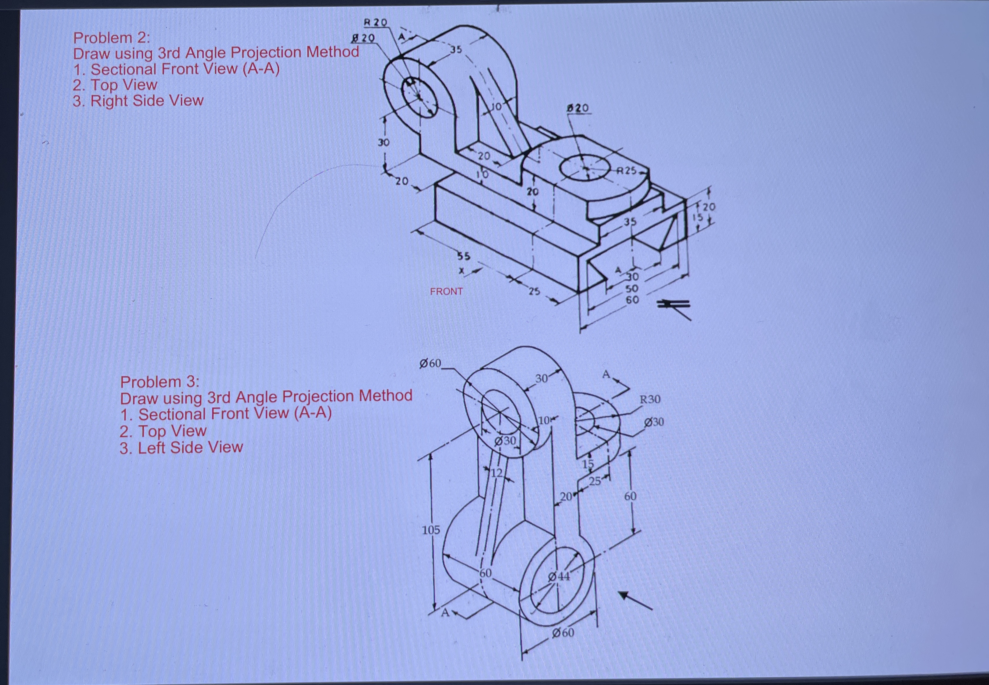 Please solve this problems in AUTOCAD with ecah