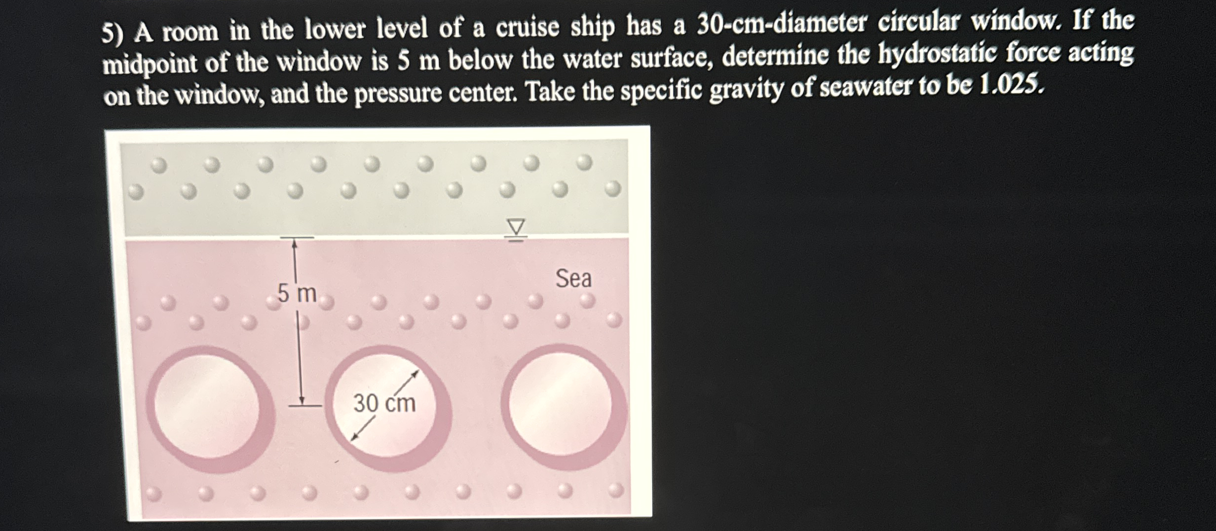 A room in the lower level of a cruise ship has a