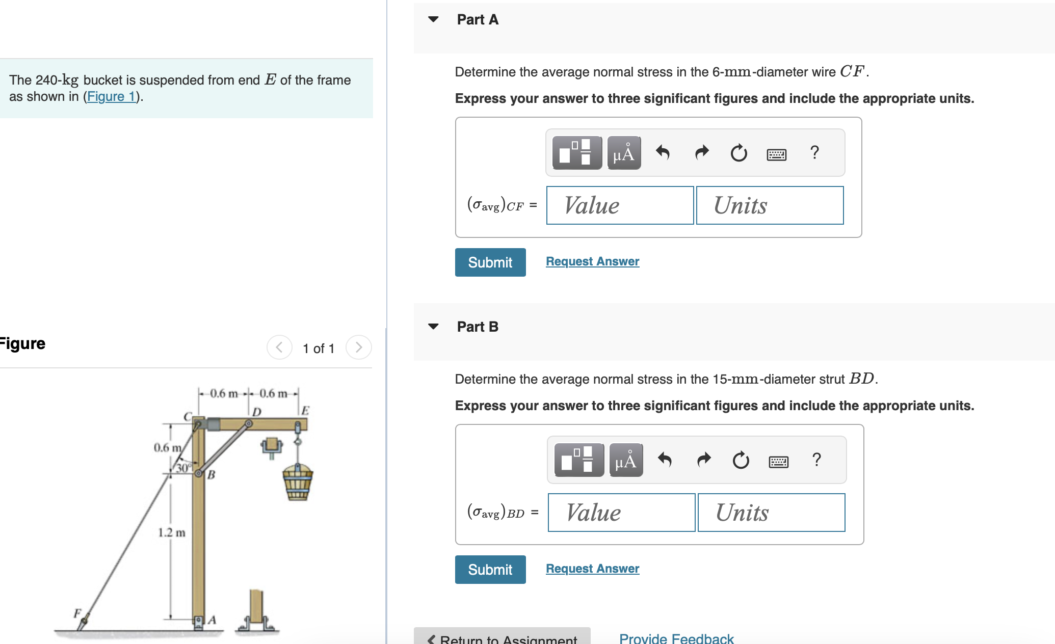 Part A The 2 4 0 - k g bucket is suspended from